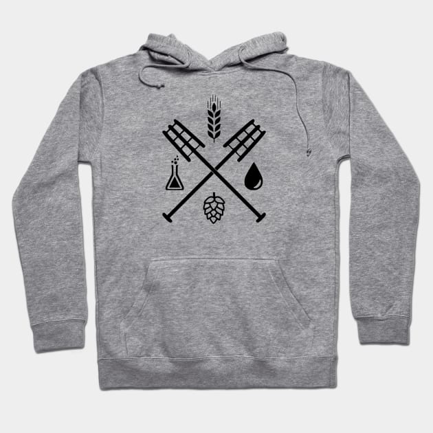 Beer Ingredients Dueling Paddles [Dark] (No Outline) Hoodie by PerzellBrewing